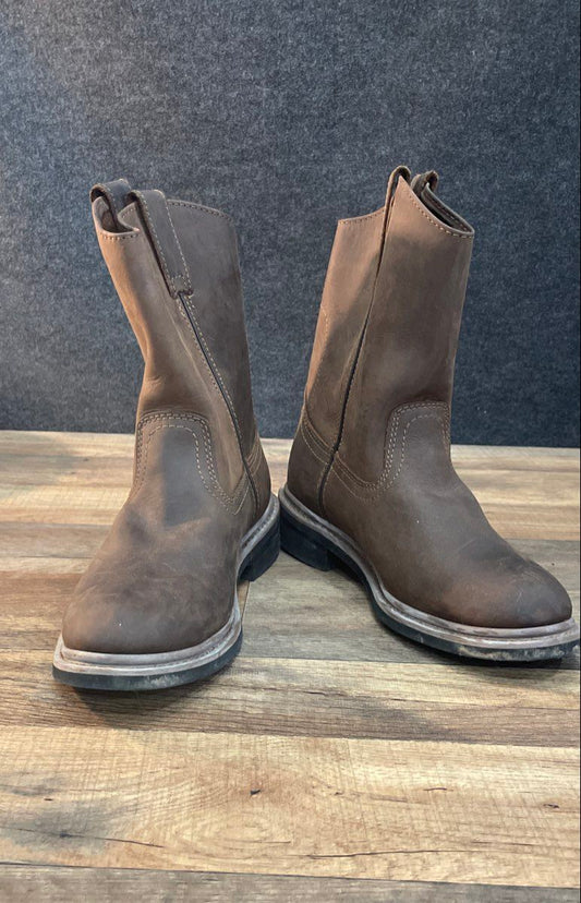 Trail Guide Wellington Dark Brown Leather Pull-On Work Boots Size 8M