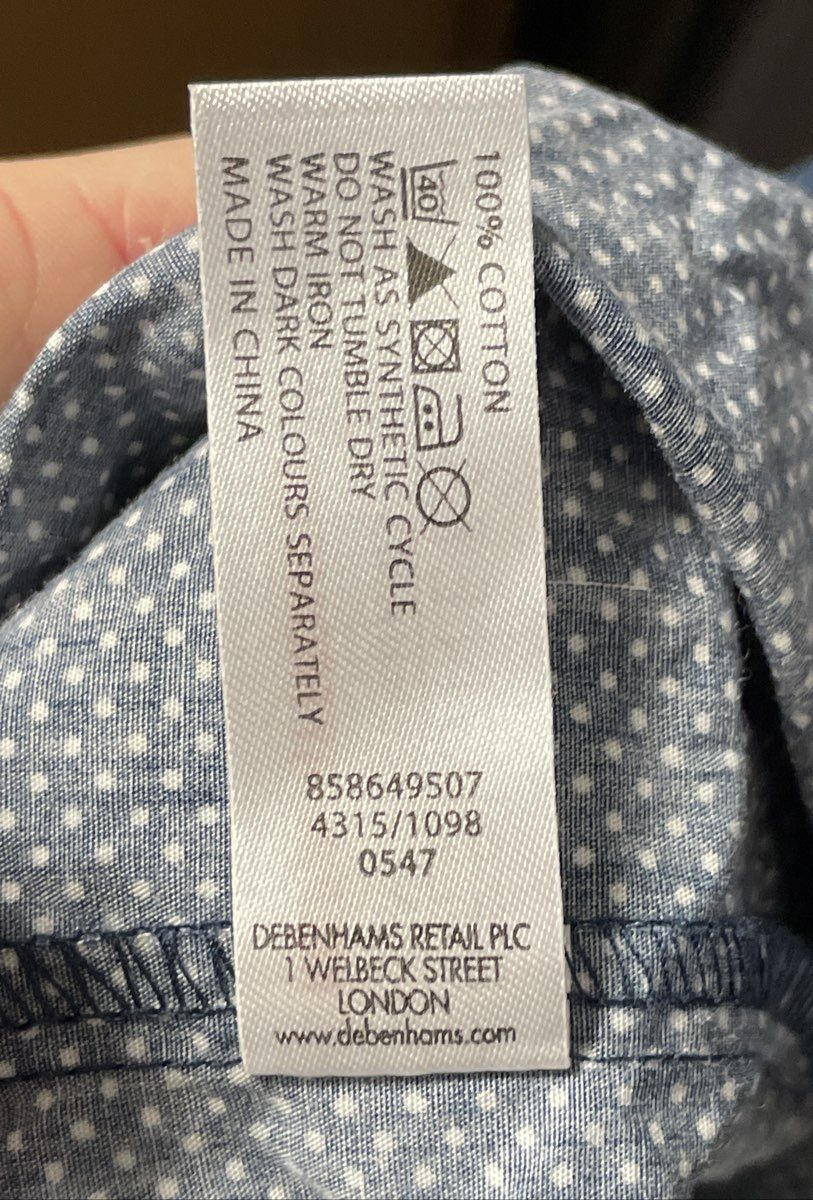 Jasper J Conran Men's Navy Blue Polka Dot Piped Cotton Robe Sz L