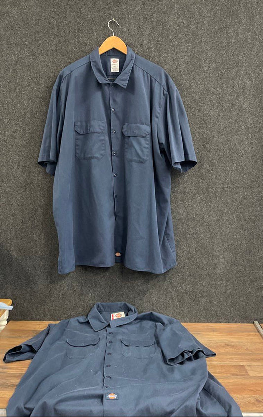 Dickies Men's Short Sleeve Work Shirt Navy Blue Dual Pocket Lot of 2 Size 3XL