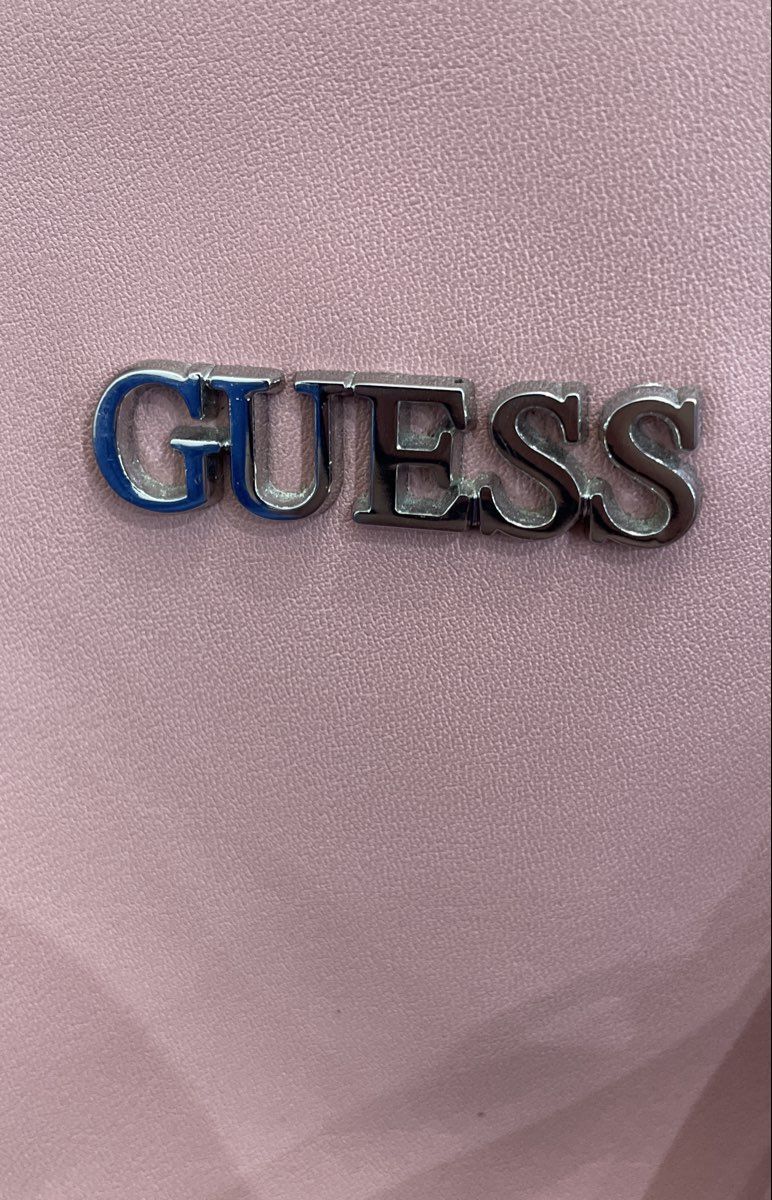 Guess Pink Leather Structured Satchel Crossbody Bag Silver Hardware