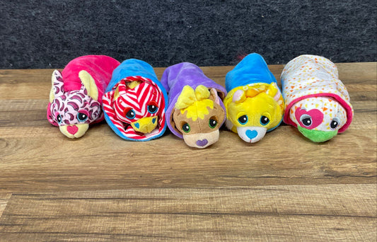 Cutetitos Plush Toy Animal Lot of 5 Stuffed Animals with Burrito Blankets