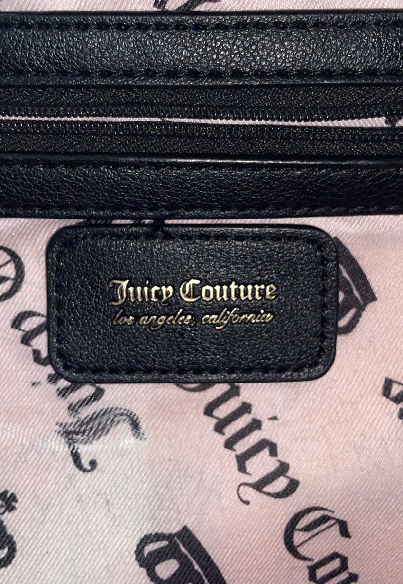 Juicy Couture Grey Monogram Large Tote Bag Rhinestone JC Logo Charm