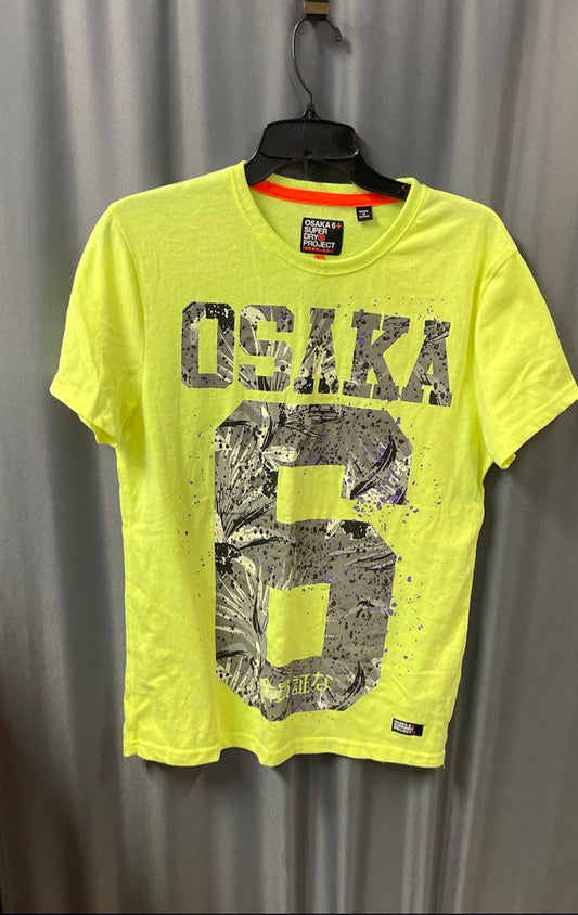 Superdry Osaka 6 Men's Neon Yellow Floral Graphic Short Sleeve T-shirt Size L