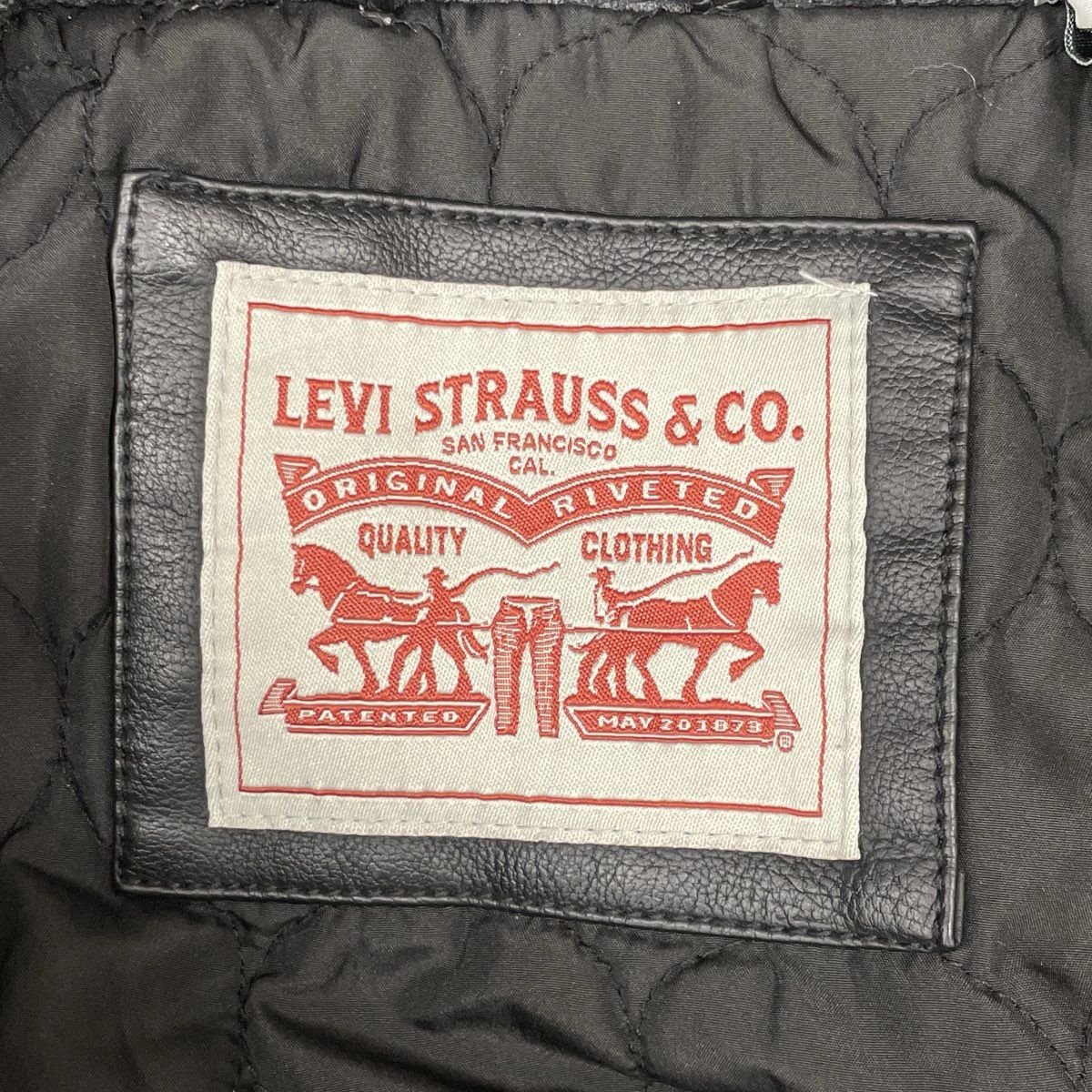 Men's Black Leather Levi Strauss & Co Coat - Size L