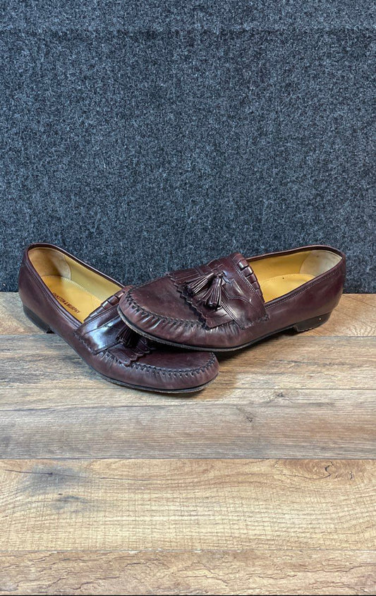 Johnston & Murphy Aristocraft Burgundy Leather Tassel Kiltie Loafers Size 12M