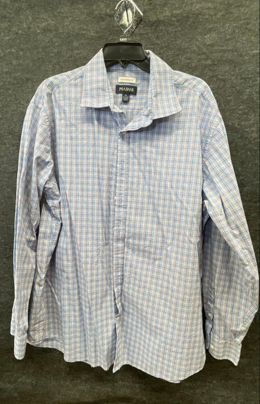 Jos. A. Bank Men's Traditional Fit Long Sleeve Button Up Shirt Blue Plaid XL