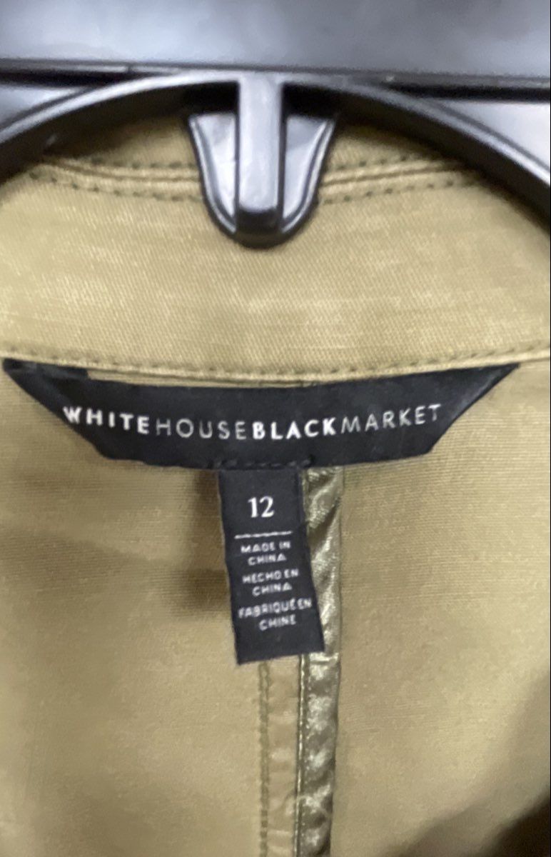 White House Black Market Women's Khaki Utility Field Jacket Button Front Sz 12