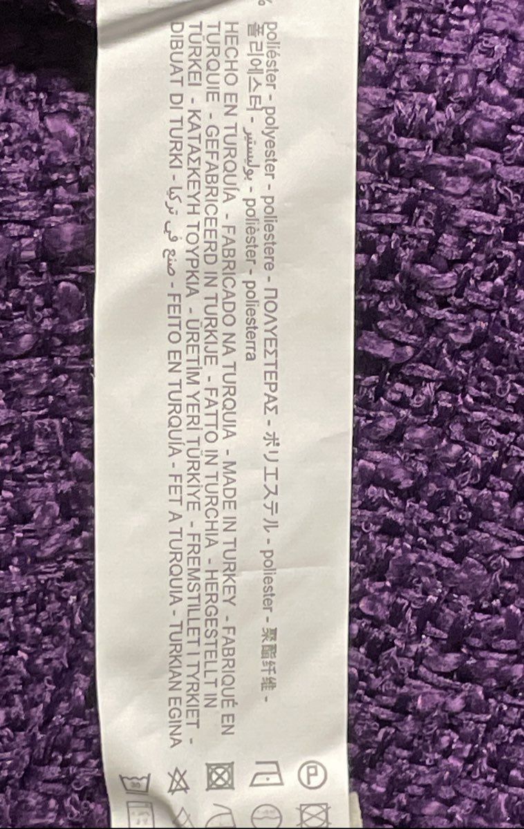 Zara Women's Purple Tweed Cropped Jacket Gold Buttons Size XL