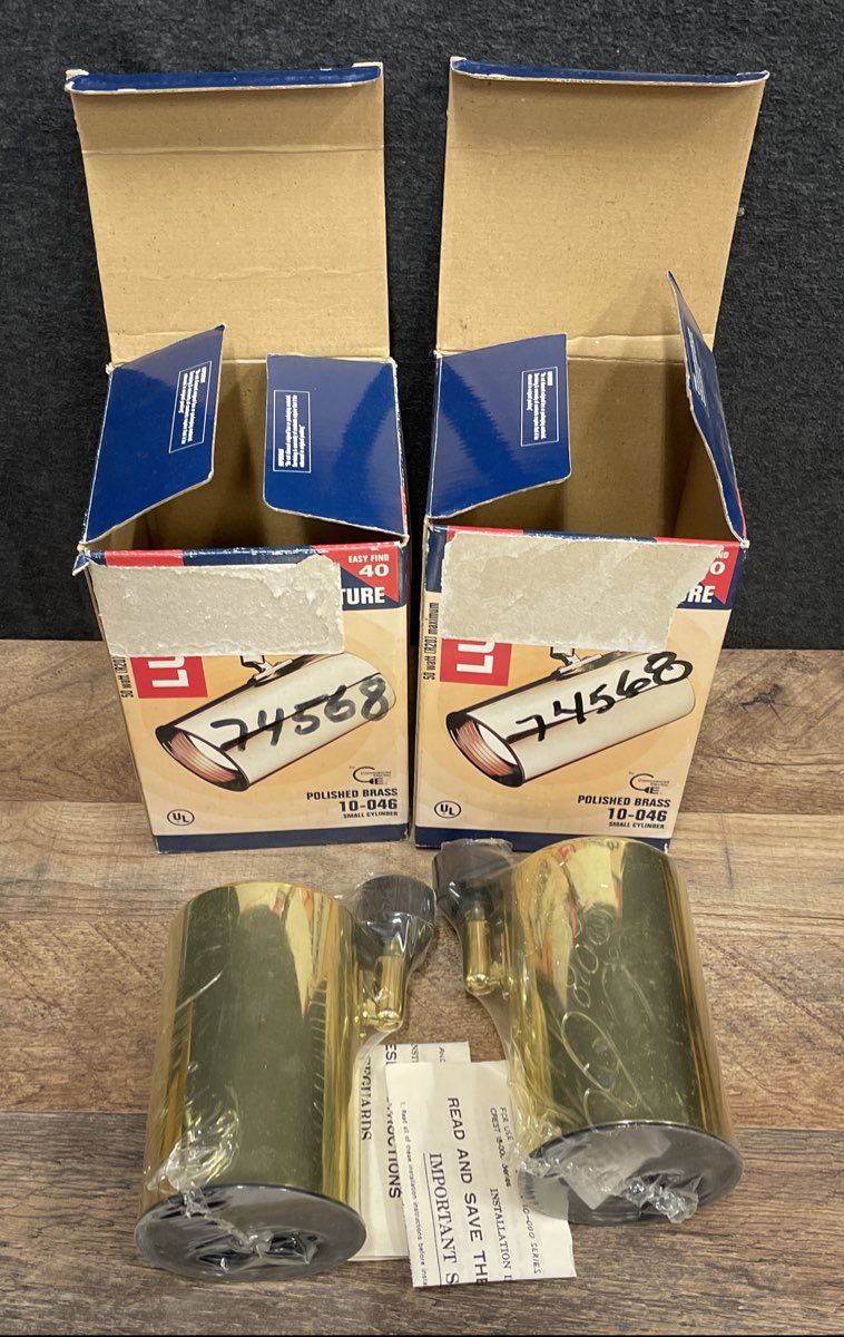 Lot Of 2 Vintage Lumin Polished Brass 10-046 Track Lighting Fixtures