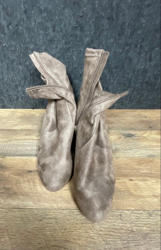 Lane Bryant Taupe Faux Suede Slouch Wedge Ankle Booties New Size 11W