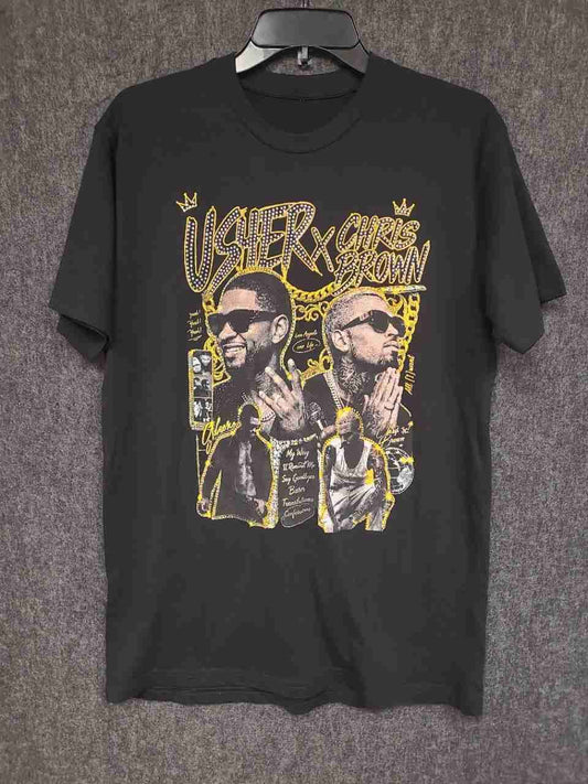 Usher x Chris Brown Raymond and Brown Tour T-Shirt R&B Streetwear Rap Tee Sz L