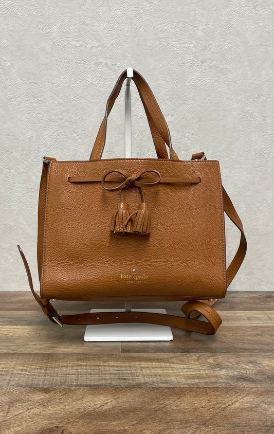 Kate Spade Brown Pebbled Leather Small Satchel Crossbody Bag Gold Hardware