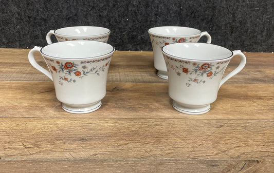 China Pearl Jasmine Fine China Footed Cups Set of 4 Liling Floral Pattern