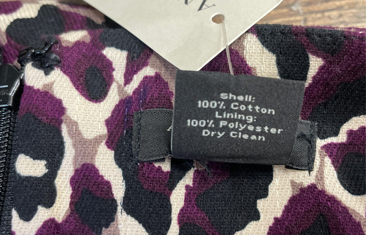 Ann Taylor Women's Purple Leopard Print Cotton Pencil Skirt Sz 4 NWT