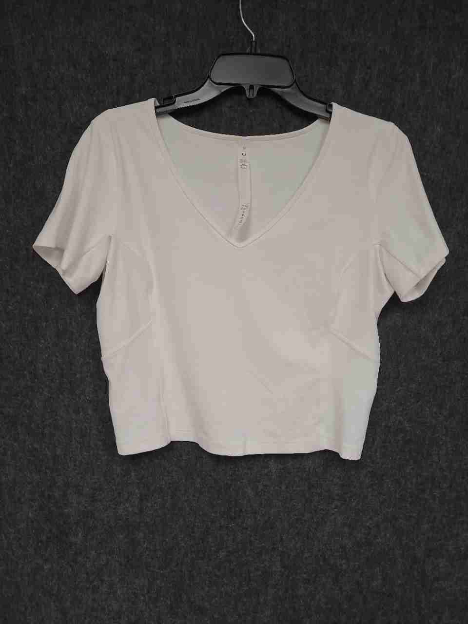 Lululemon Women's Align V-Neck T-Shirt White Cropped Short Sleeve Sz 12