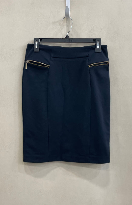 Michael Kors Women's Navy Blue Gold Zipper Detail Pencil Skirt Sz 4 NWT