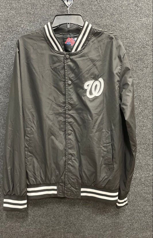 Art of the Game Men's Washington Nationals Bomber Jacket Black Graphic Back Sz M