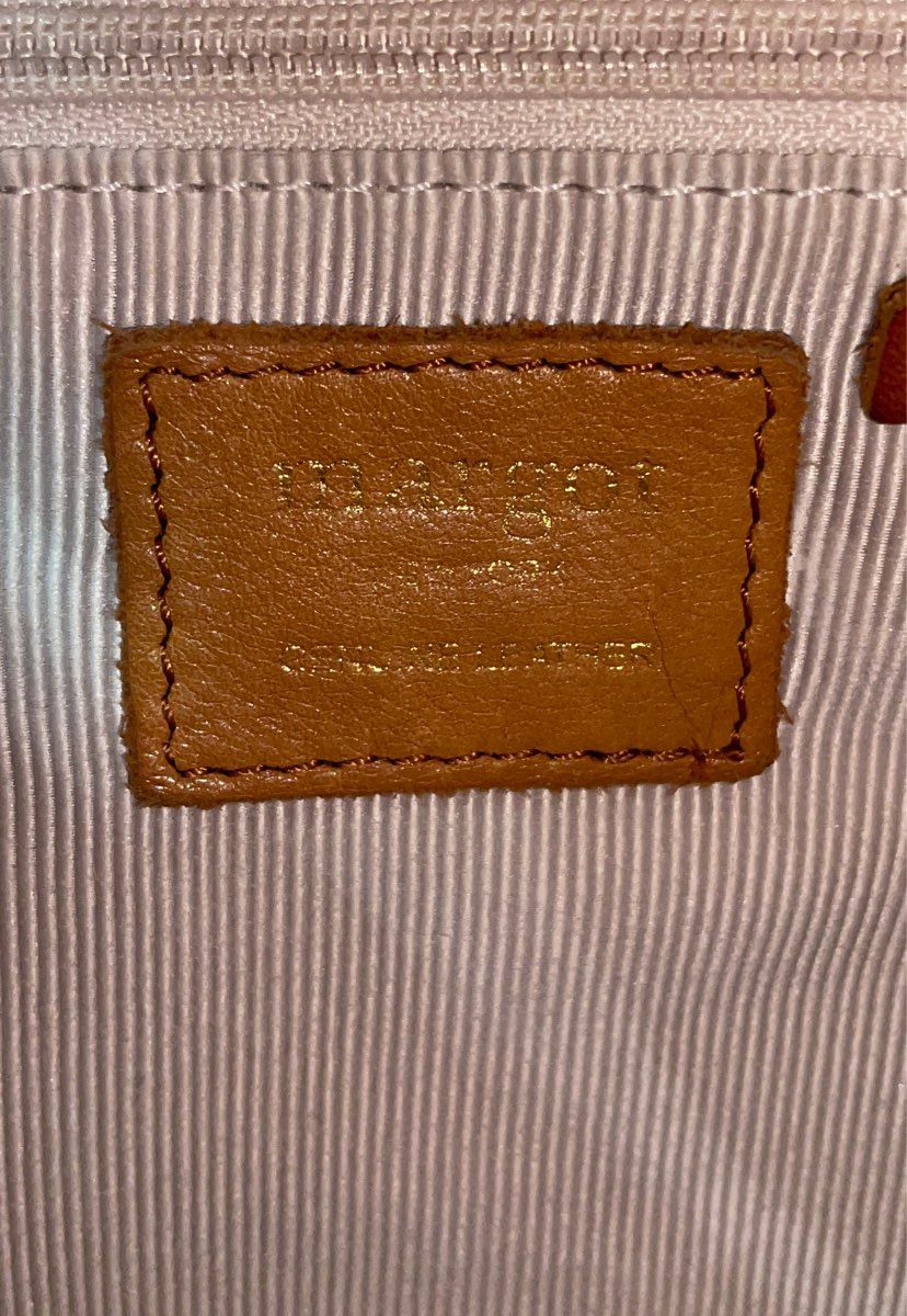 Margot New York Tan Genuine Leather Crossbody Bag Gold Hardware