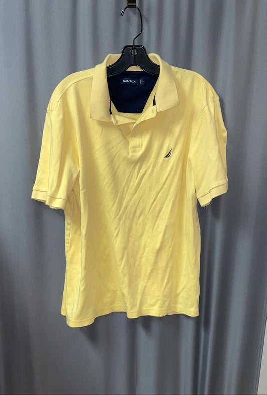 Nautica Men's Polo Shirt Yellow Short Sleeve Cotton Size L