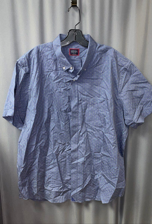 Untuckit Men's Blue Cotton Micro Print Short Sleeve Button Up Shirt XXL