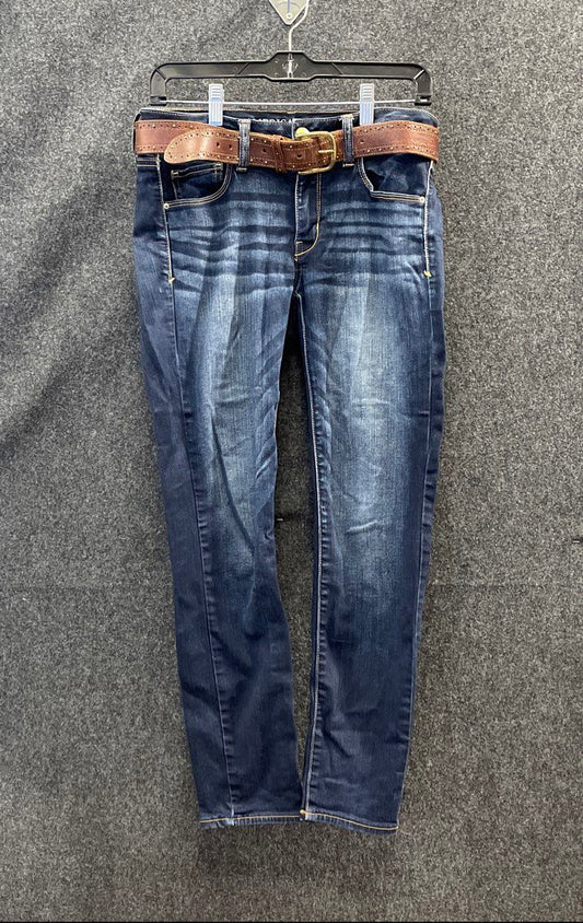 American Eagle Women's Super Stretch Dark Wash Skinny Blue Jeans Size 6 Short