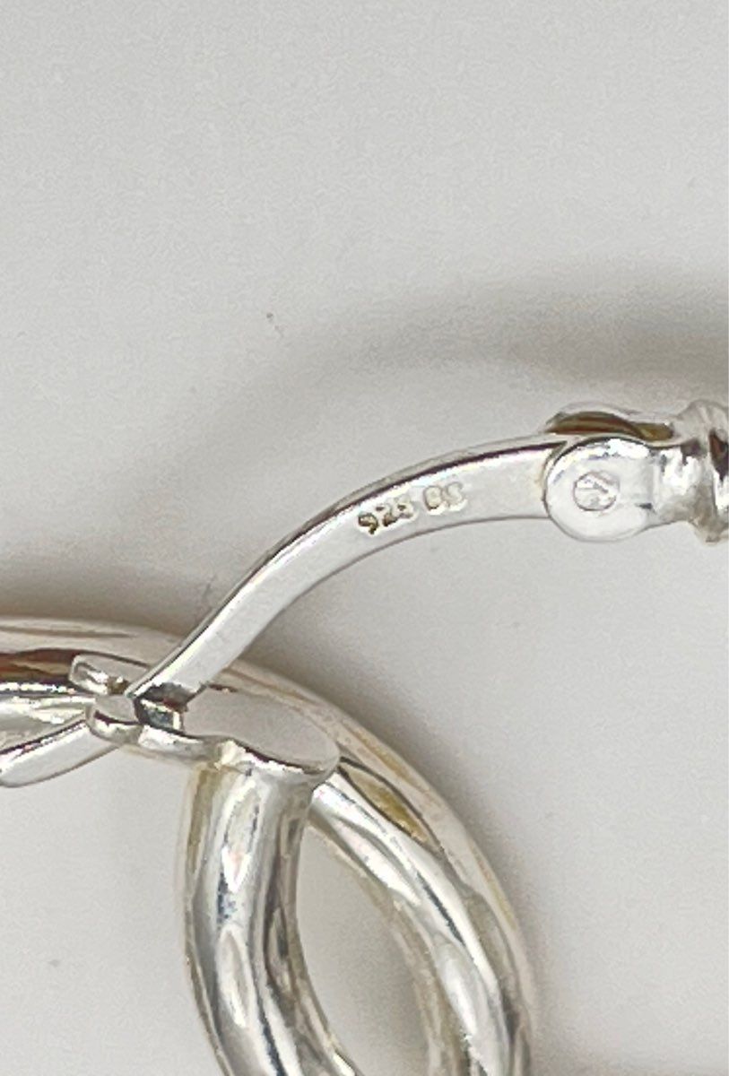 925 Sterling Silver Diamond-Cut Hoop Earrings 2.3g
