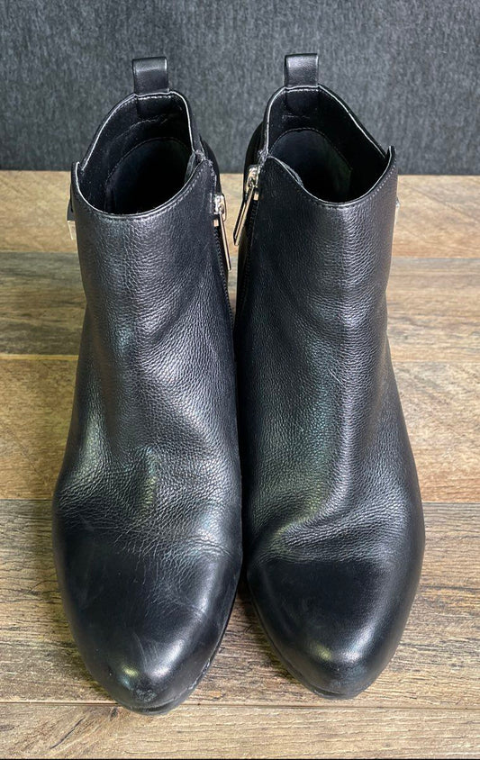 Calvin Klein Annie Black Leather Wedge Ankle Boots Size 8