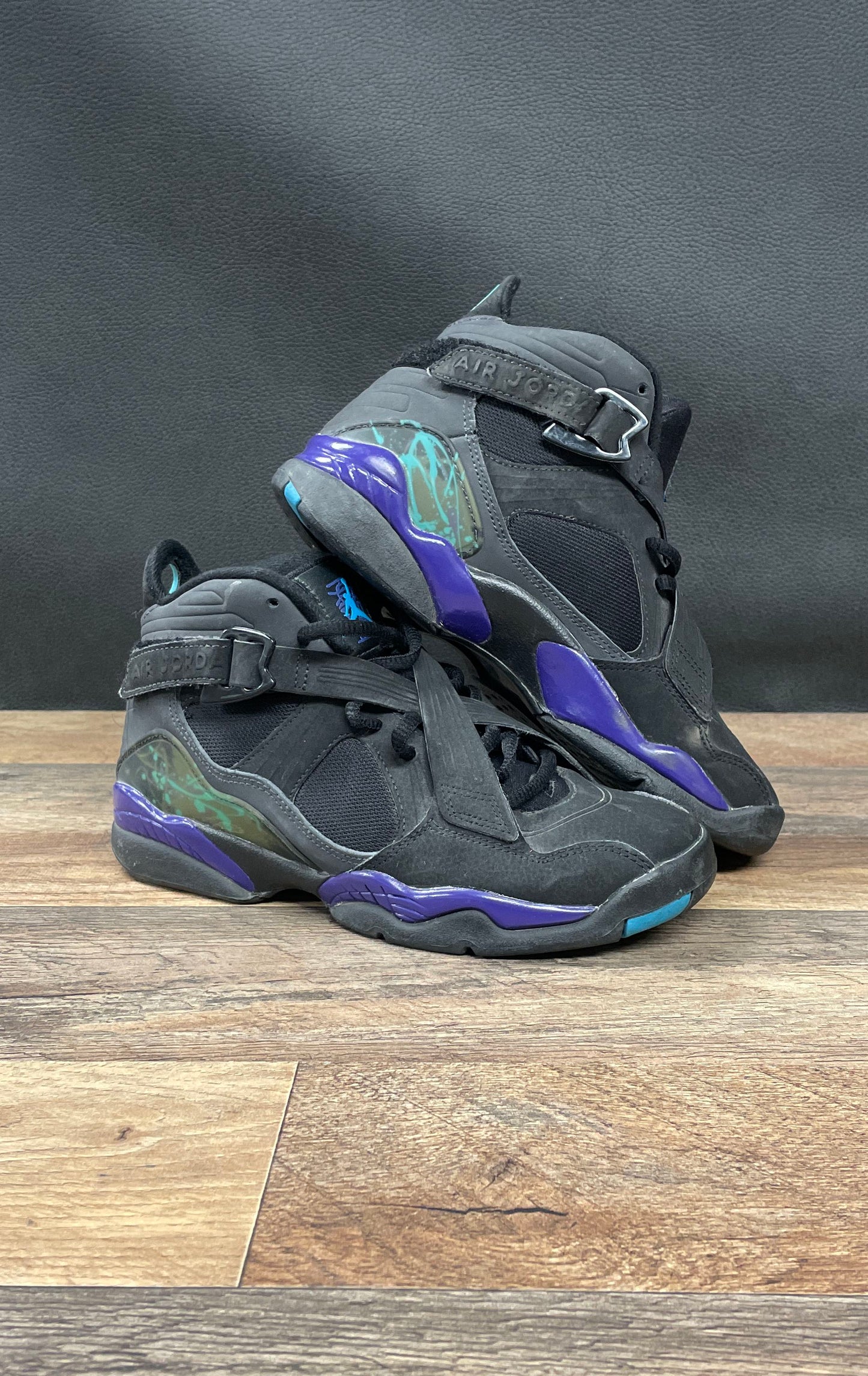 Youth Nike Air Jordan 8 GS 'Aqua/Black/Purple' Sneakers Size 4Y