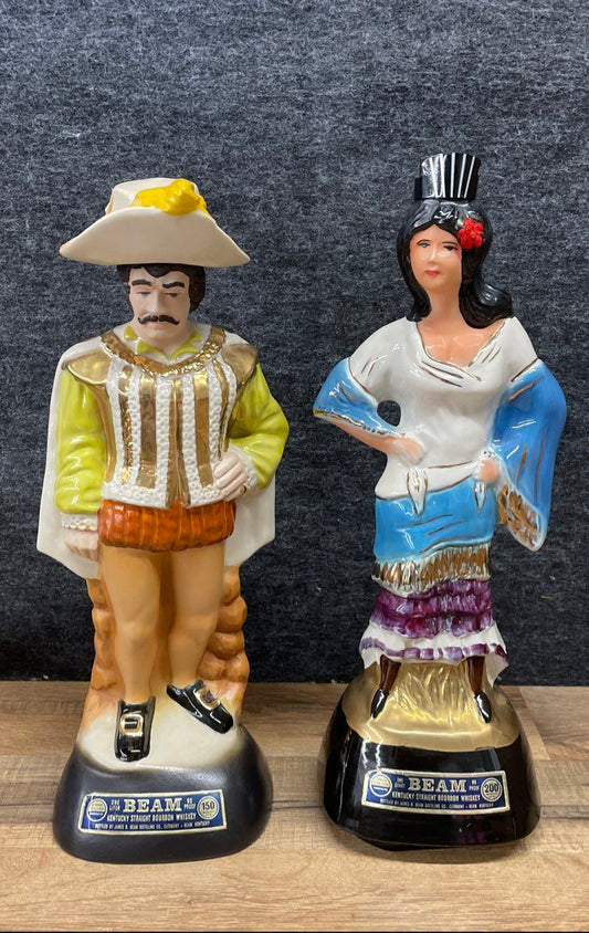 Vintage Jim Beam Spanish Gentleman & Dancer Ceramic Decanter Lot Regal China