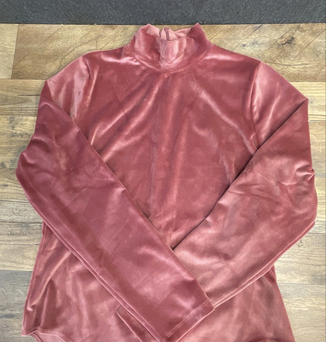 American Eagle Women's Mauve Pink Velvet Mock Neck Bodysuit XL NWT