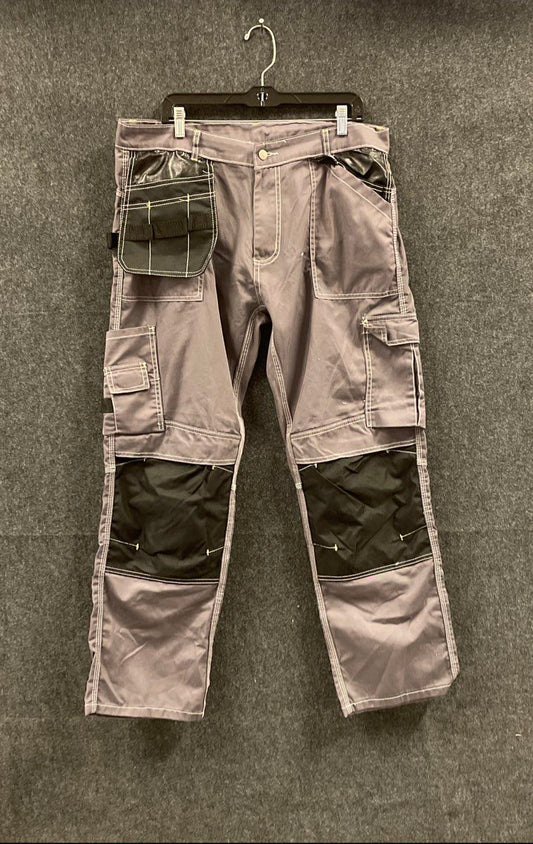 Skyline Wears Men's Gray Cargo Work Pants Contrast Stitch Reinforced 38x32