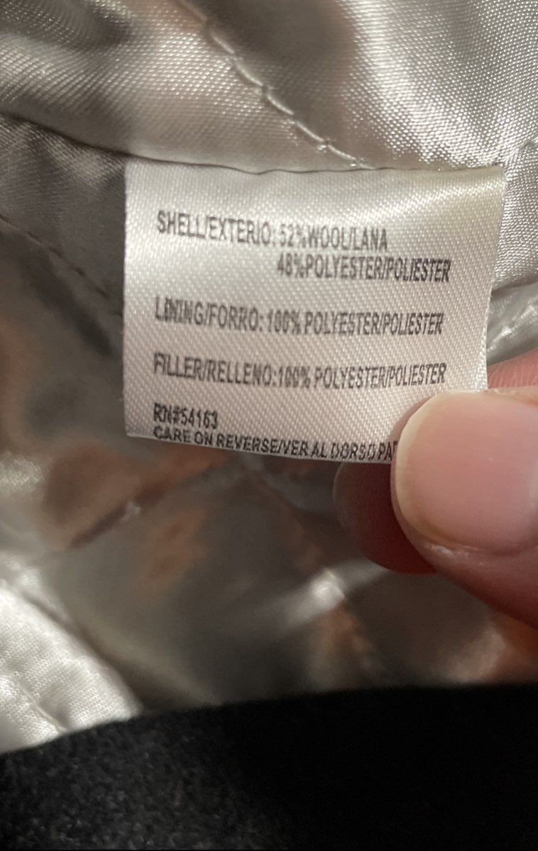 Calvin Klein Women's Coat Charcoal Wool Blend Hooded Quilted Bib Size 8