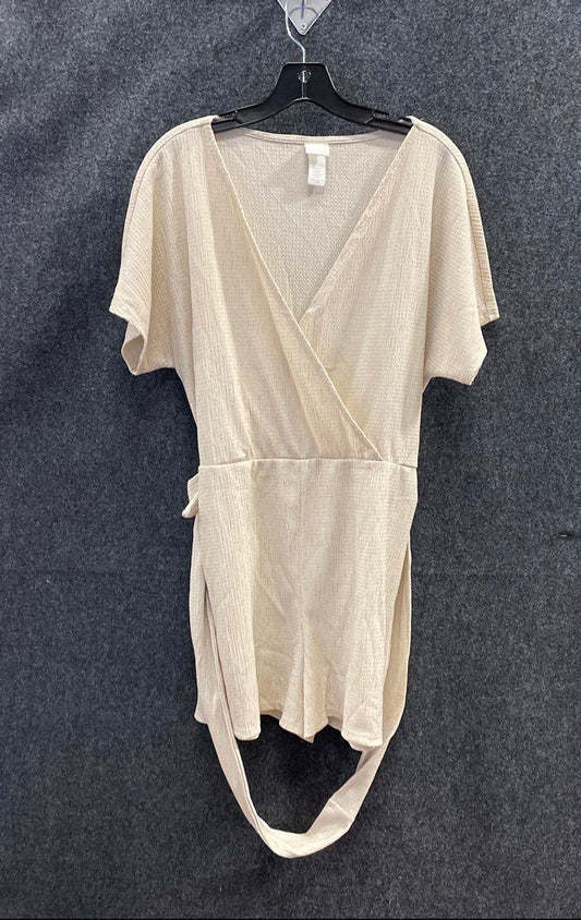 H&M Women's Tan Gold Metallic Wrap Top Dolman Sleeve Tie Waist Size M