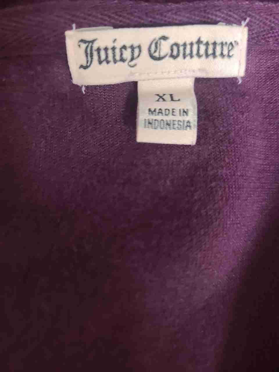 Vintage Y2K Juicy Couture Women's Purple Velour Crest Graphic Hoodie Sz XL