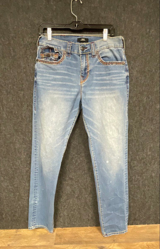 True Religion Men's Rocco Relaxed Skinny Jeans Light Wash Flap Pocket Sz 31