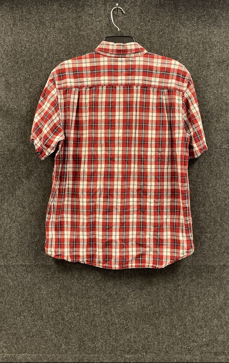 Carhartt Men's Red White Blue Plaid Short Sleeve Flannel Shirt 100139 Size L