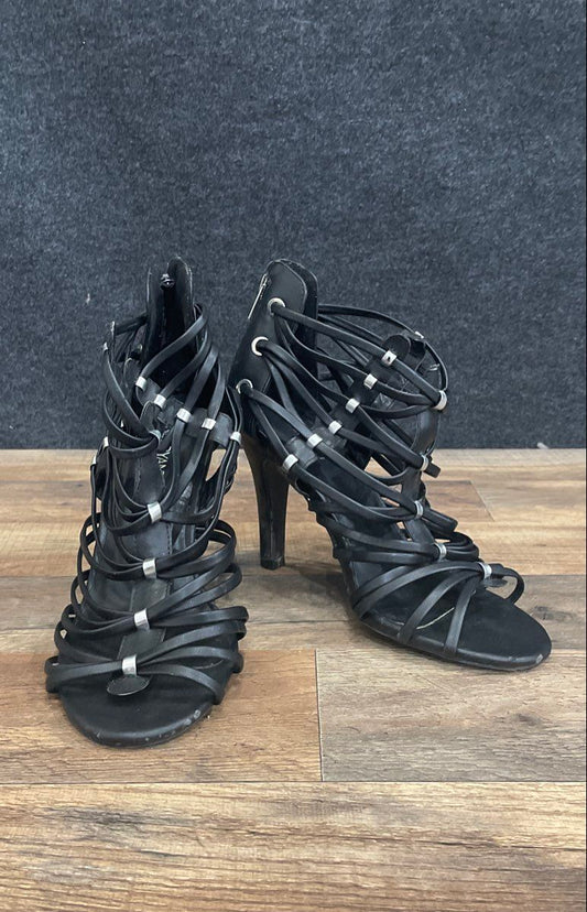 Lane Bryant Black Strappy Gladiator Stiletto Heels Women's Size 9W