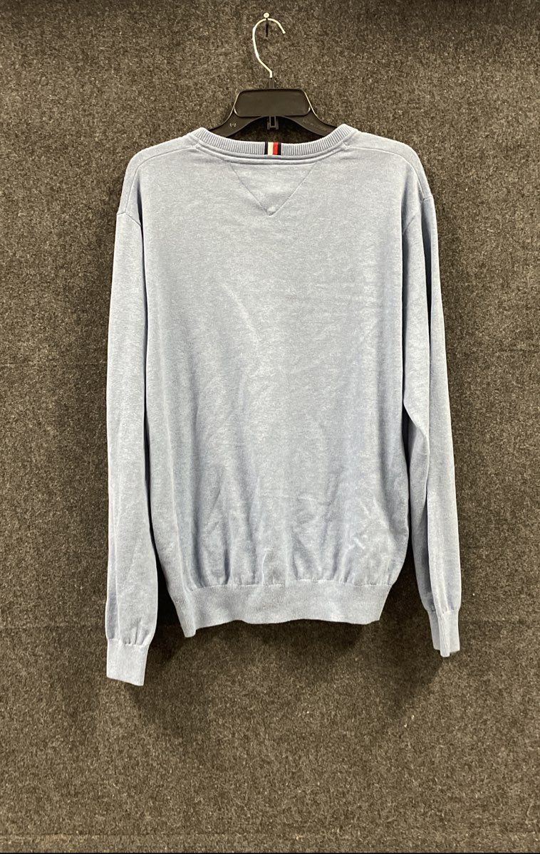 Tommy Hilfiger Men's V-Neck Sweater Light Blue 100% Cotton Knit Sz XL
