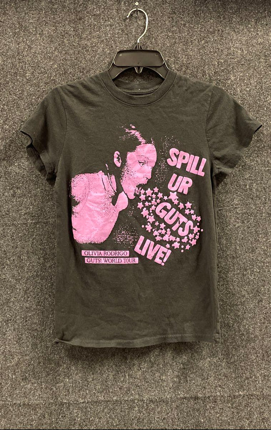 Olivia Rodrigo Guts World Tour 2024 T-Shirt Spill Ur Guts Live Bravado Sz XS