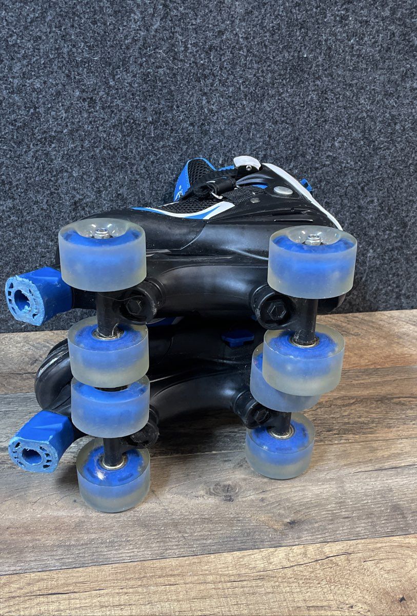 MammyGol Kids Quad Roller Skates Adjustable Size M 1Y-4Y Blue Black