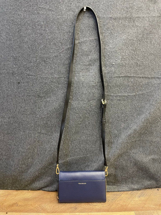 Vera Bradley Navy Blue Pebbled RFID All in One Crossbody Wallet on Strap Bag