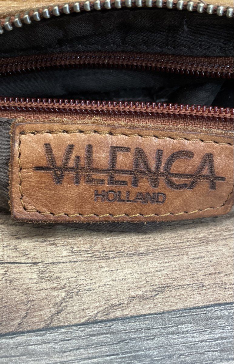 Vilenca Holland Brown Leather Woven Crossbody Shoulder Bag Adjustable Strap