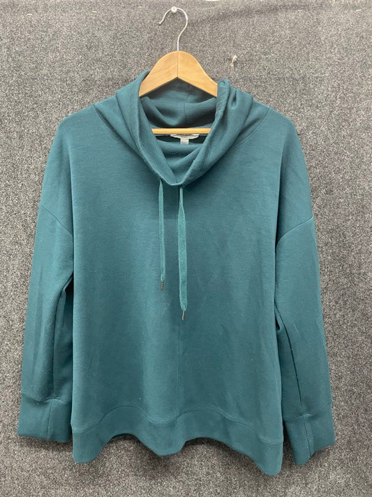Cable & Gauge Studio Women's Teal Draped Cowl Neck Hoodie Sz XL