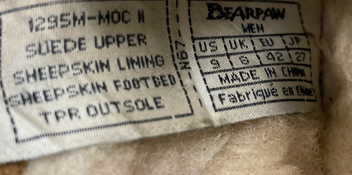 Bearpaw Moc II Tan Suede Sheepskin Lined Men's Moccasin Slippers Size 9