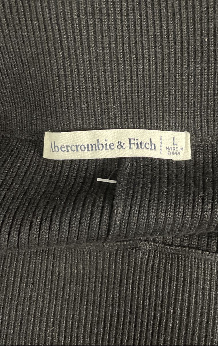 Abercrombie & Fitch Women's Black Ribbed Wide-Leg Knit Pants NWT Sz L