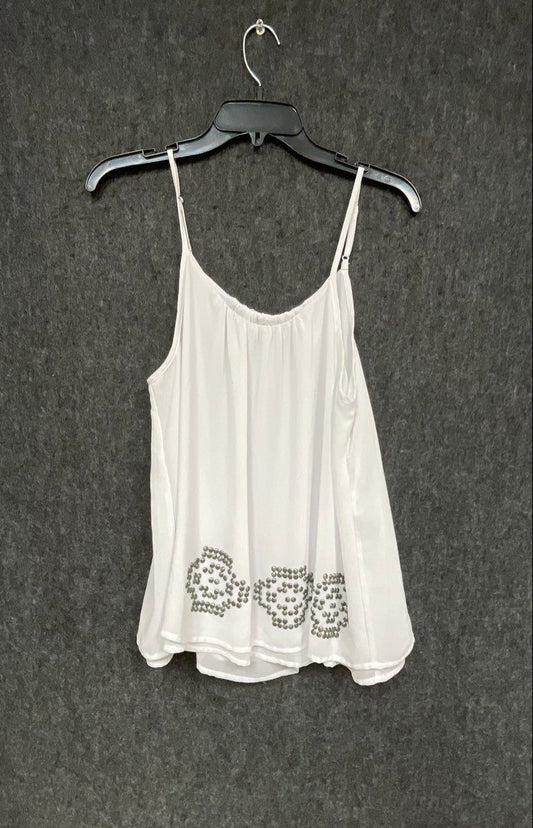 Ariat Women's White Studded Embellished Hem Tank Top Scoop Neck Sz M