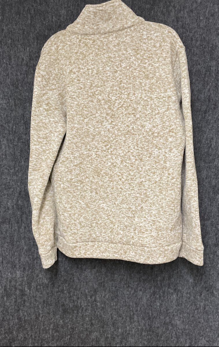 Coofandy Men's Tan White Marled Quarter Button Mock Neck Sweater Sz S