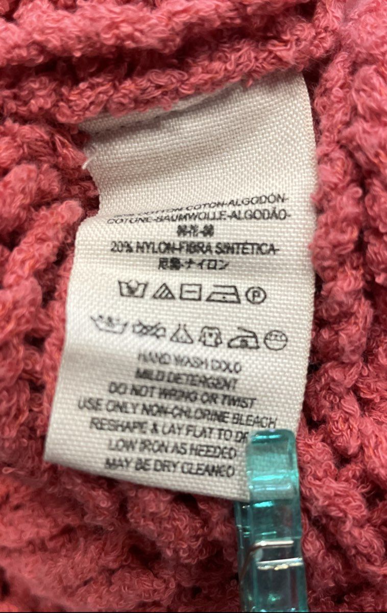 Free People Women's Coral Pink Chunky Loose Knit Cropped Sweater Size XS