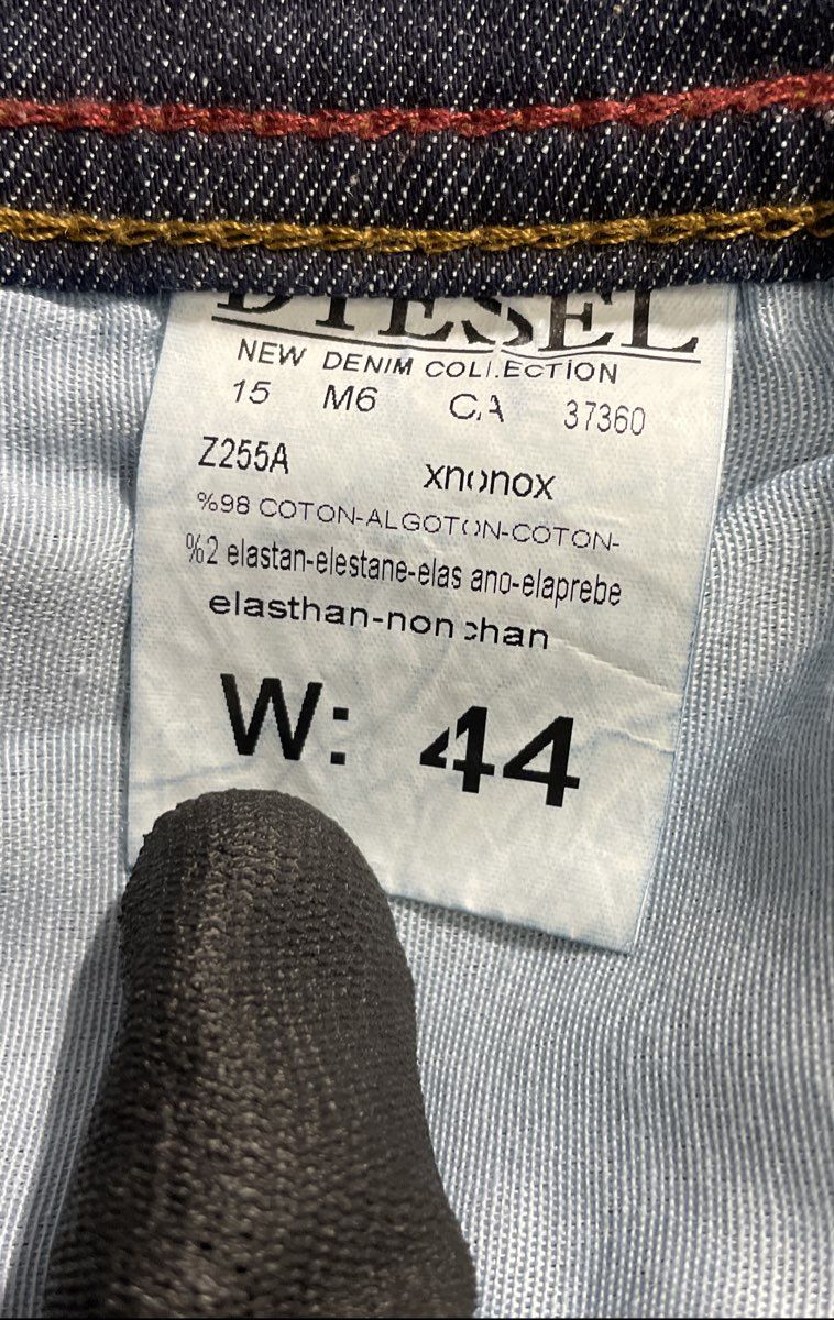 Diesel Men's Dark Blue Stretch Distressed Hem Straight Leg Jeans W44