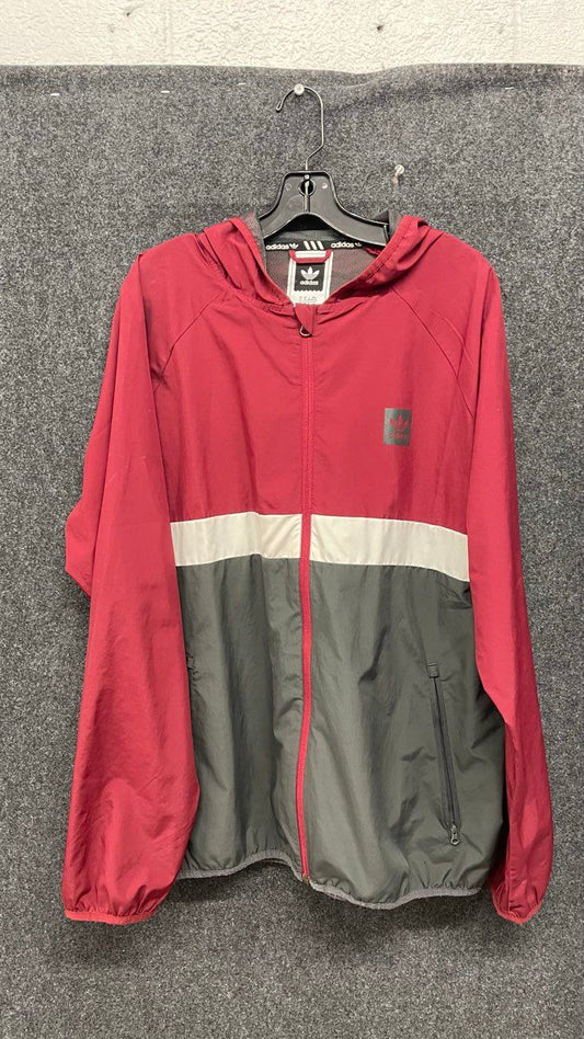 Adidas Skateboarding Men's CLR84 Windbreaker Red Gray Colorblock Hooded XL